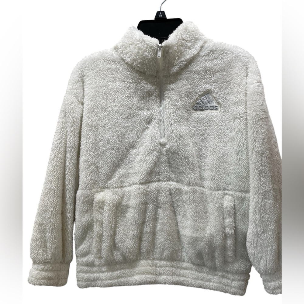 Adidas Cozy White Kids Fleece Pullover size S